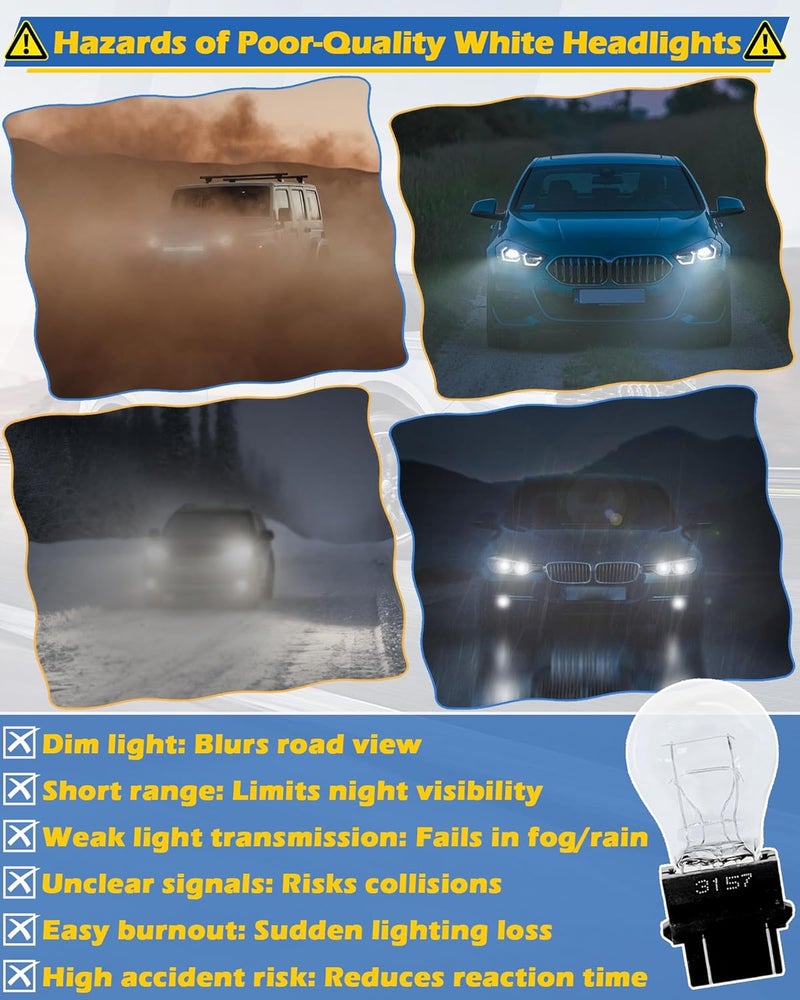 IWIWE 3157A (White) Auto Light Bulb 10 Pack – Compatible with 3047/3057/3157LL/3157K/3457/3757/4057/4157, for Cars/Trucks/SUVs (Brake/Tail/Side Marker/Turn Signal Lights) - Image 4